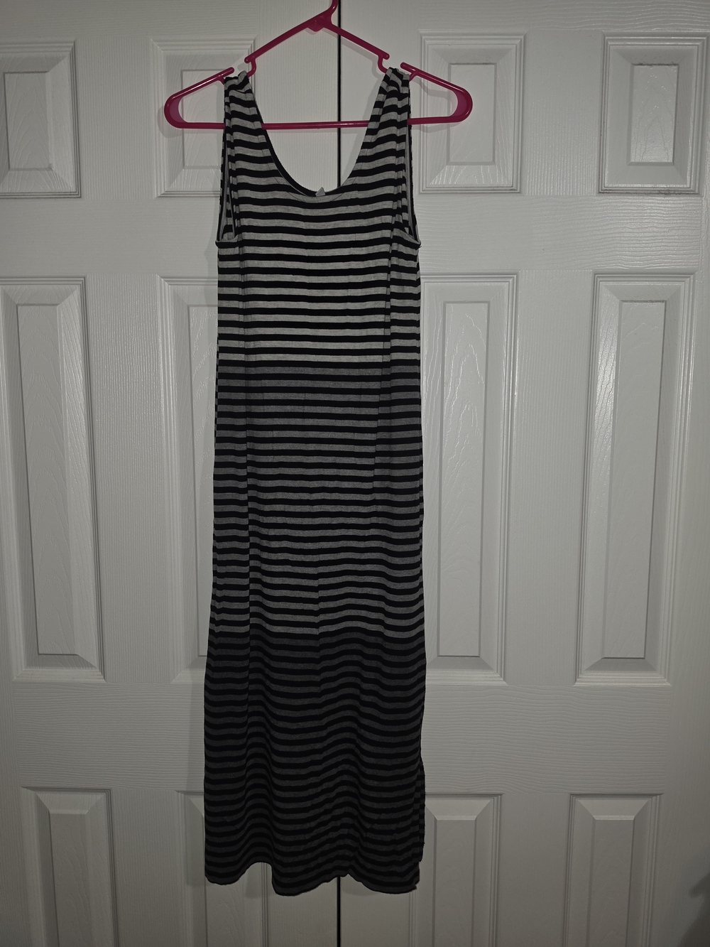 Paraphrase Gray & Black Striped Sleeveless Maxi Tank Dress - Size S